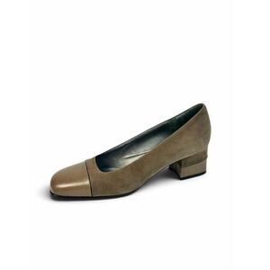 Bruno Magli Italy Suede Leather Taupe Shoes Pumps Heels Square Toe size US 7